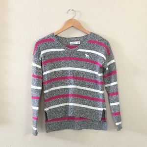 Abercrombie Grey Striped Sweater V neck